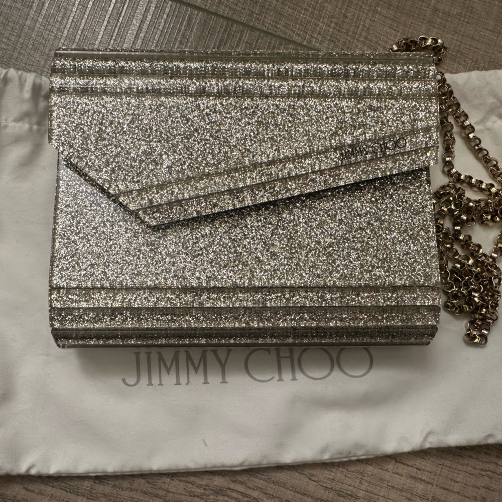 Jimmy Choo Candy Glitter Clutch with chain